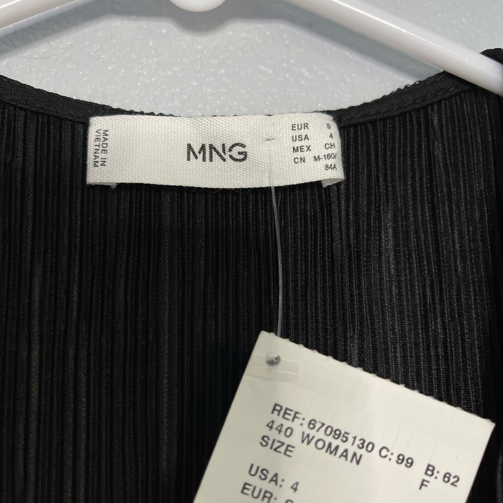 MNG Mango pleated Black Midi Party Dress Size 4 NWT - Picture 7 of 16